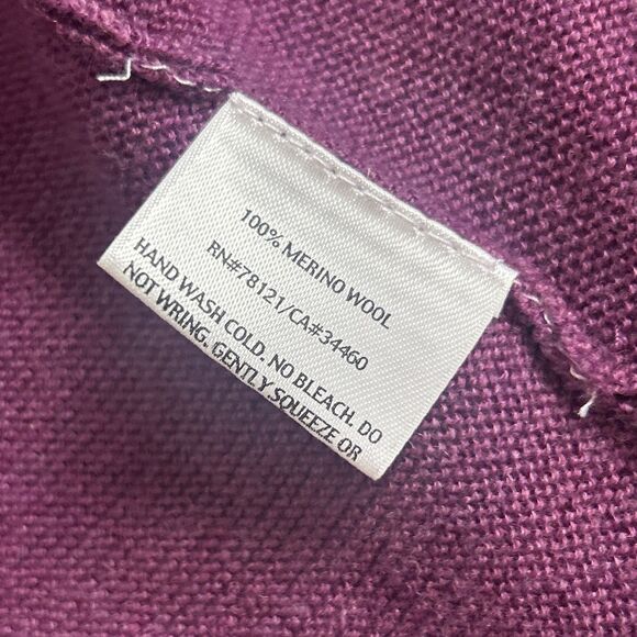 Eileen Fisher Cardigan Sweater Women’s Size Medium Purple Merino Wool Open Front - Picture 4 of 8